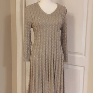 Jessica Howard Fit & Flare Cable Knit Sweater dress. Size XL. Taupe/Oatmeal